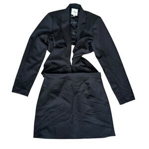 Extro & Vert Black Twist Front Blazer Skirt Dress Sz 12